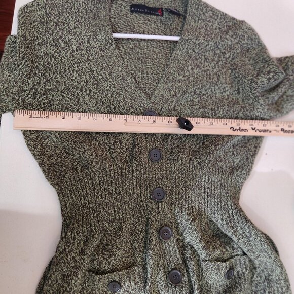 Allison Brittney Sweater Womens Medium Green Marled Belted Cardigan Button Front - Picture 11 of 16